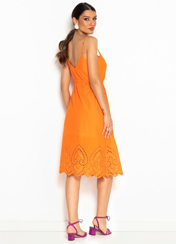 Hering - Vestido Midi de Tricoline Laranja 4