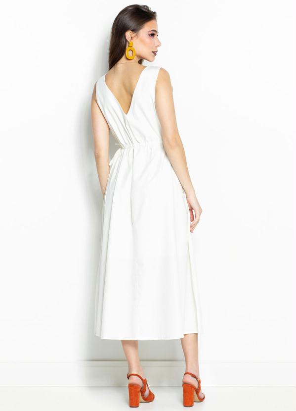 Hering - Vestido Midi de Viscose Branco 2