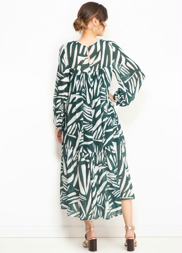 Maria Filó - Vestido Midi de Viscose Estampa Talho Verde 2