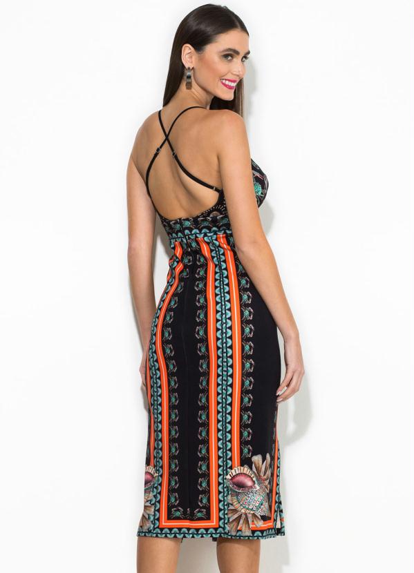 Colcci - Vestido Midi Estampado Preto 2