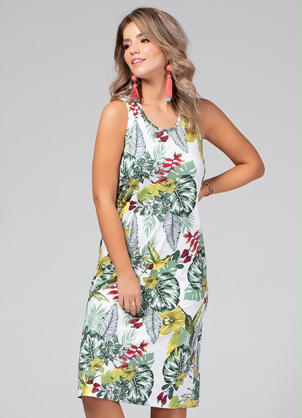 Quintess - Vestido Midi Floral sem Mangas
