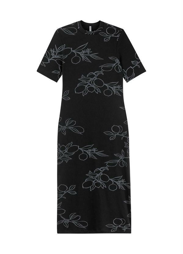 Marialícia - Vestido Midi Gola Alta Preto