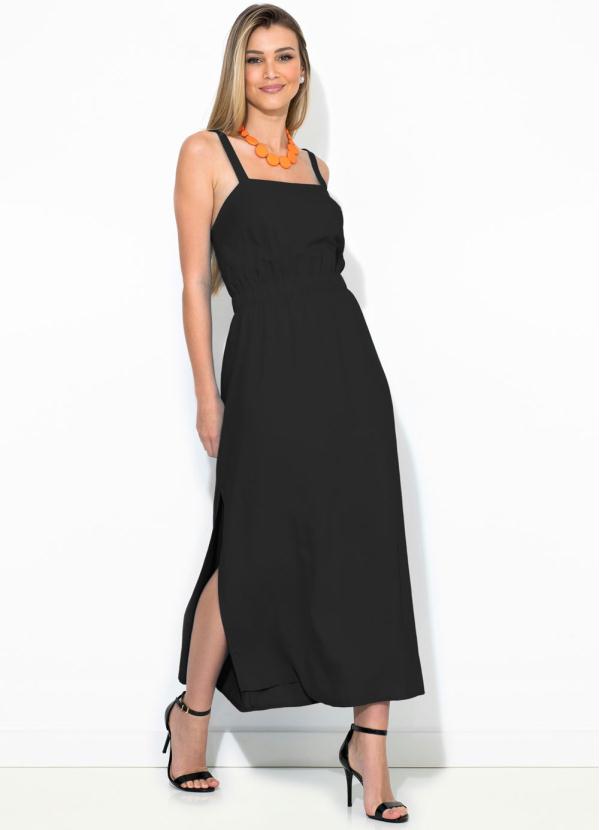 Forum - Vestido Midi Linho Preto