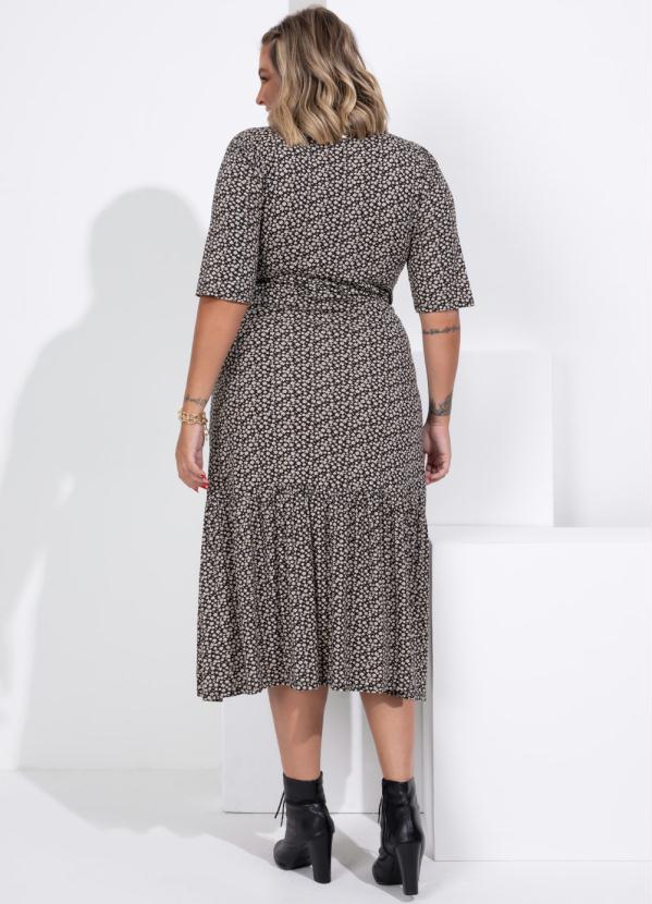 Quintess - Vestido Midi Margaridas com Babados e Bolsos 4