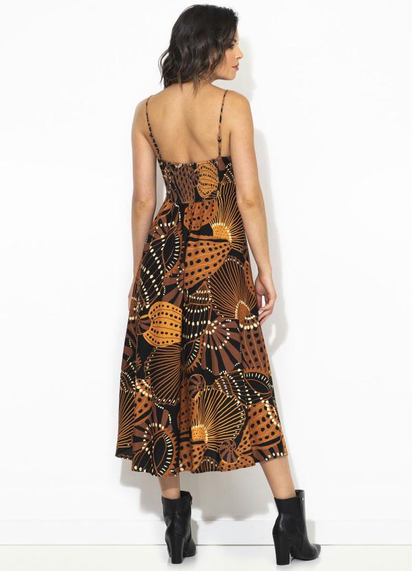 Farm - Vestido Midi Mistura de Caju Marrom 2