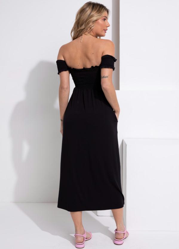 Vestido midi preto store solto