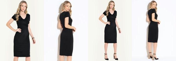 Vestido Midi Preto com Argola