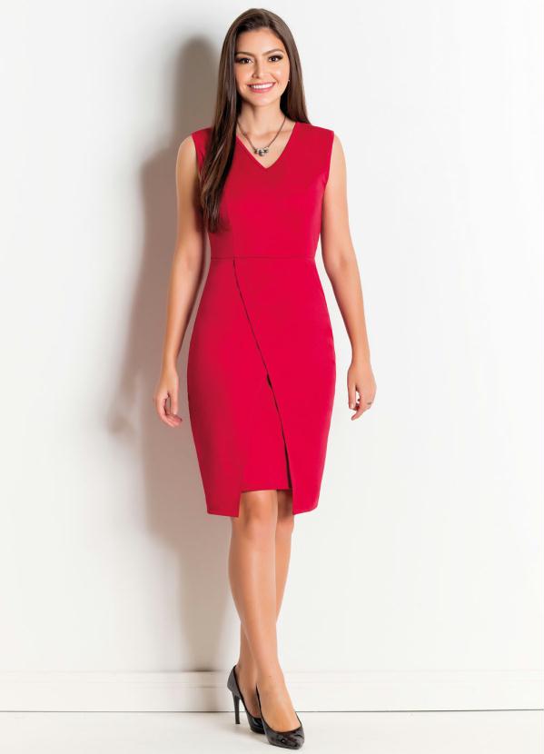 Rosalie - Vestido Moda Evangélica Vermelho com Transpasse 3