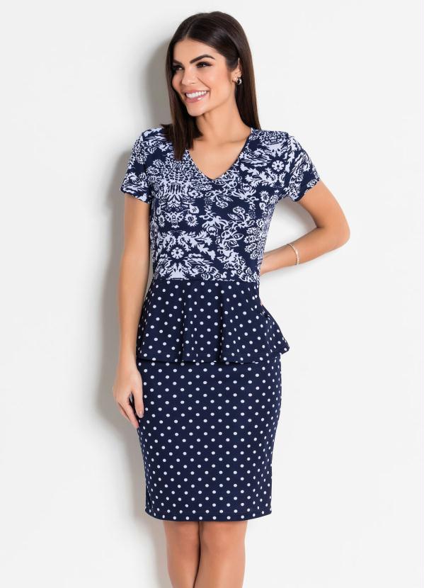 Moda Evangelica Vestido Peplum Midi Rosalie Vestido Peplum Mix De