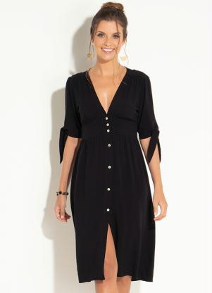 vestido midi com abertura na frente
