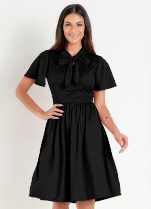 Rosalie - Vestido Preto com Amarração - ROSALIE