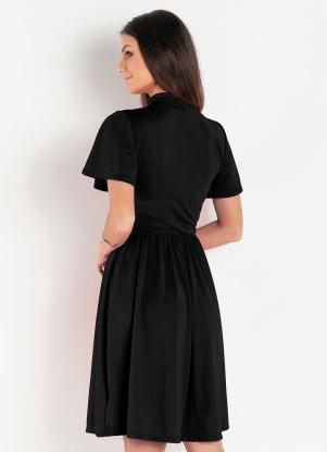 Rosalie - Vestido Preto com Amarração - ROSALIE