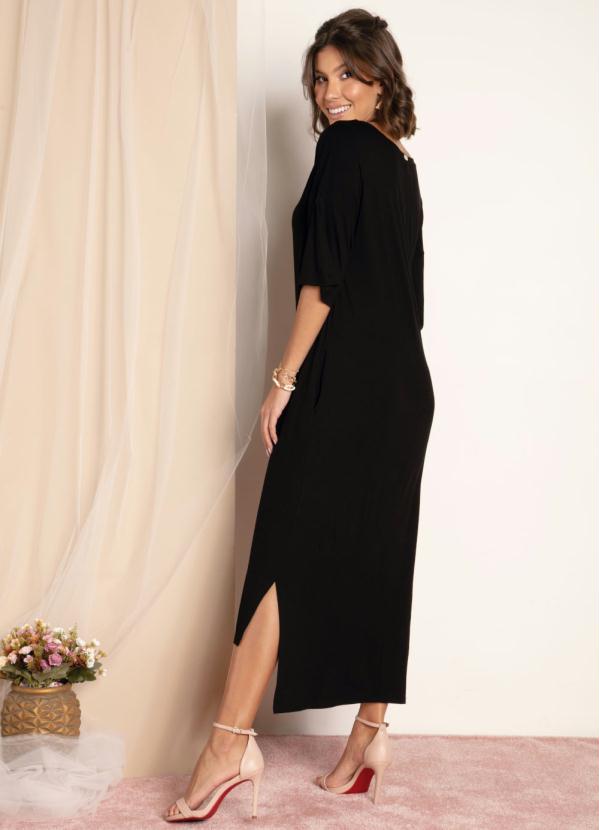 Quintess - Vestido Preto com Bolsos Degrau na Barra 2