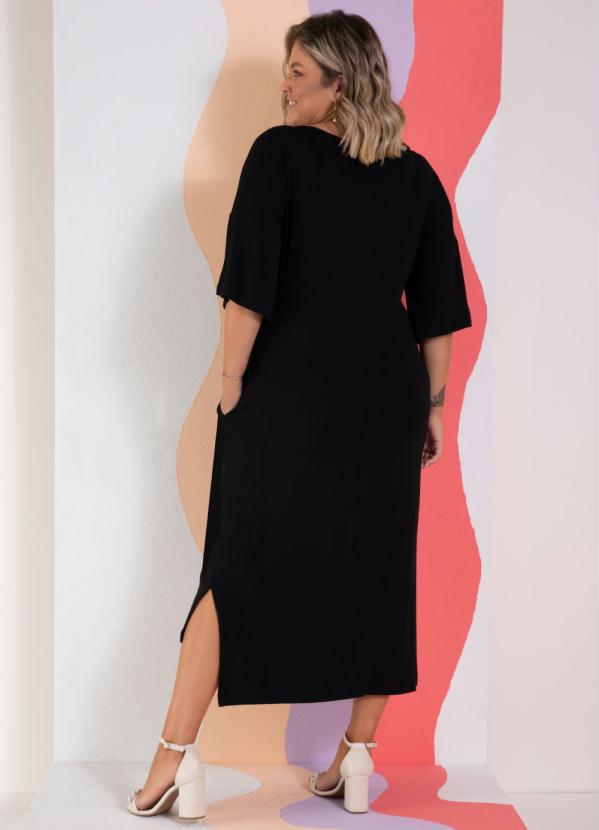 Quintess - Vestido Preto com Bolsos Degrau na Barra 4