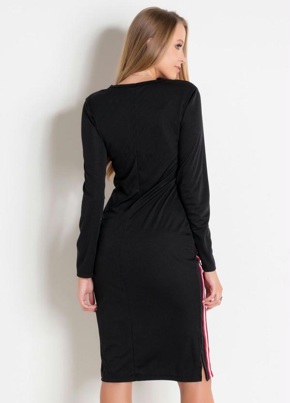 Outlet - Vestido Preto com Faixa Lateral Moda Evangélica 2