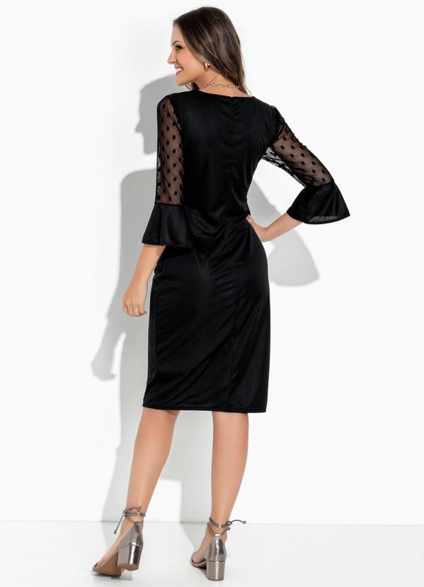 Rosalie - Vestido Preto com Manga em Tule 4