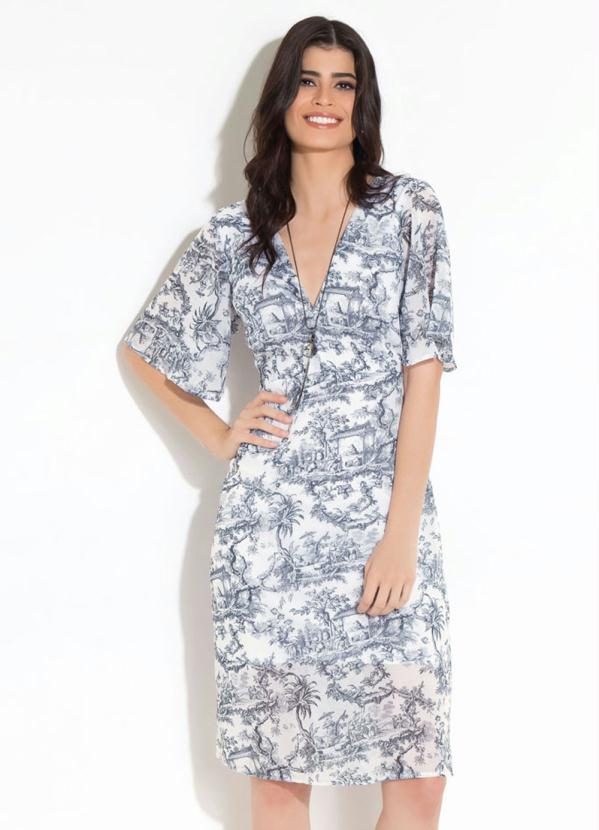 Quintess - Vestido Quintess em Chiffon Provençal