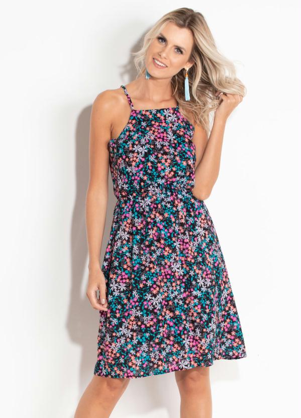 Quintess - Vestido Quintess Floral Dark de Alças