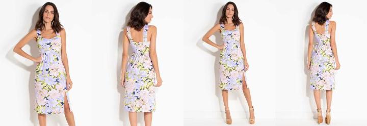 Vestido Quintess Floral Lil�s com Fenda