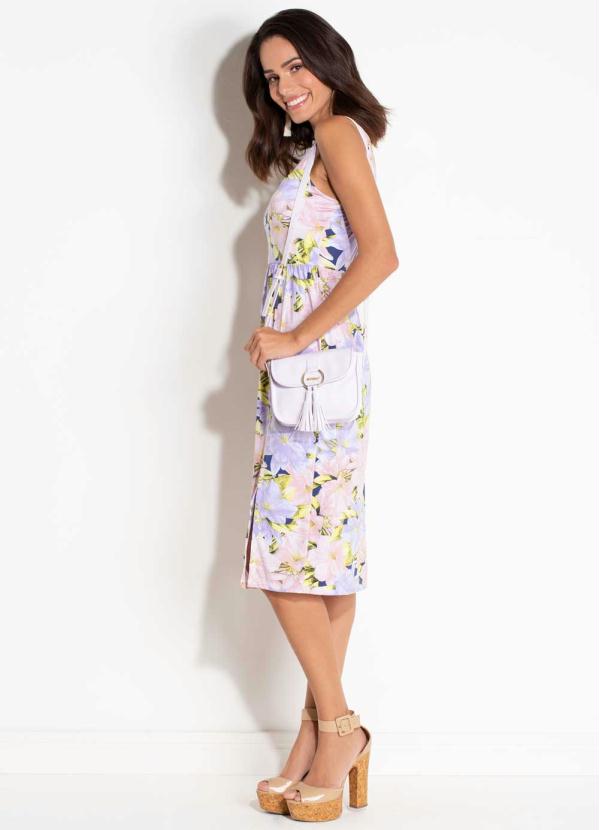 Quintess - Vestido Quintess Floral Lilás com Fenda 5