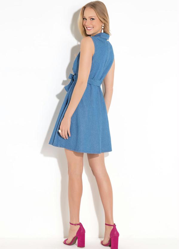 Quintess - Vestido Quintess Jeans Claro com Amarração 4