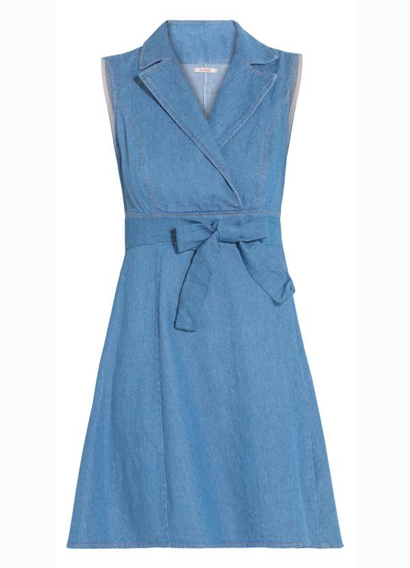 Quintess - Vestido Quintess Jeans Claro com Amarração 5