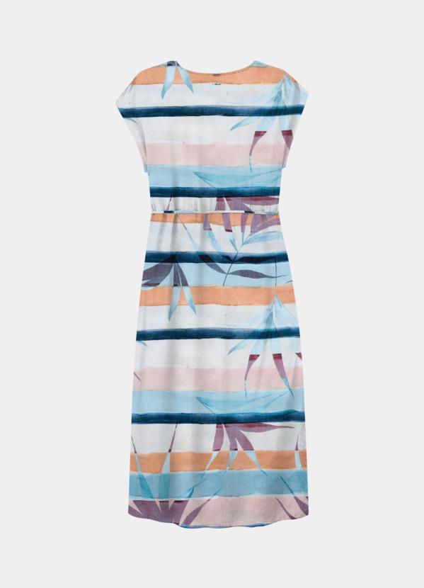 Lunender - Vestido Rayon Midi Estampado Branco 2