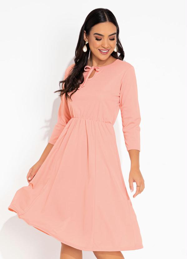 Rosalie - Vestido Salmão com Gota 3