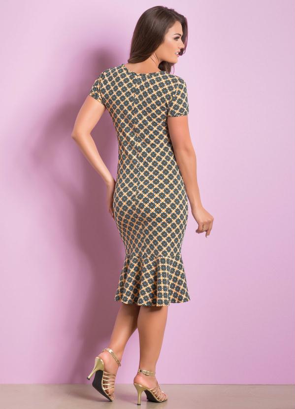 Outlet - Vestido Sino com Tiras Estampado Moda Evangélica 4