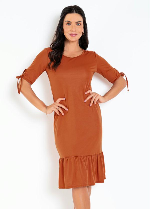 Queima Estoque - Vestido Telha com Babado Moda Evangélica