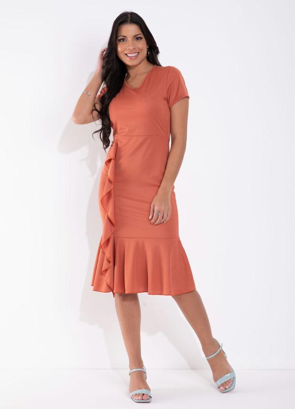 Queima Estoque - Vestido Telha com Babados Moda Evangélica 2