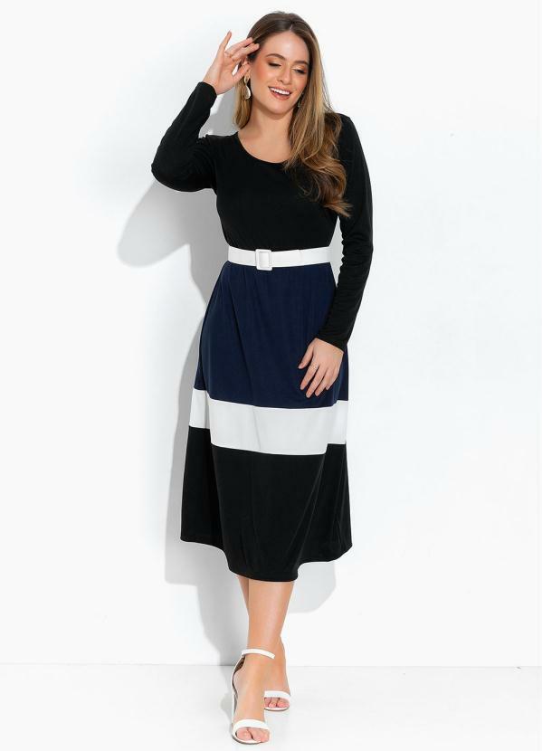 Rosalie - Vestido Tricolor com Recortes