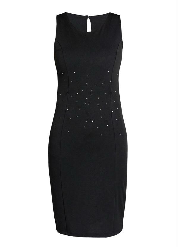 bonprix - Vestido Tubinho com Strass Preto 4