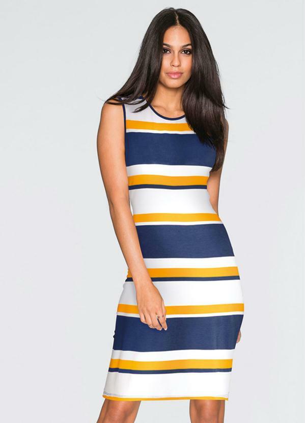 bonprix - Vestido Tubinho de Malha Amarelo