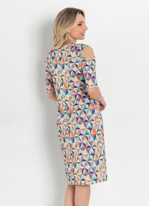 Queima Estoque - Vestido Tubinho Geométrica Color Moda Evangélica 2