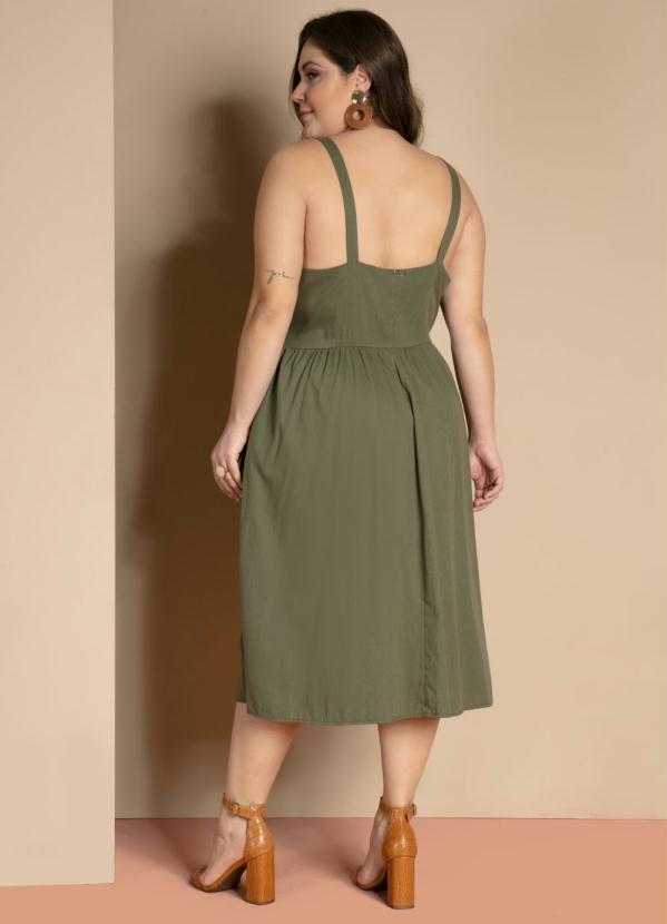 Quintess - Vestido Verde de Alças com Bolsos Frontais 4