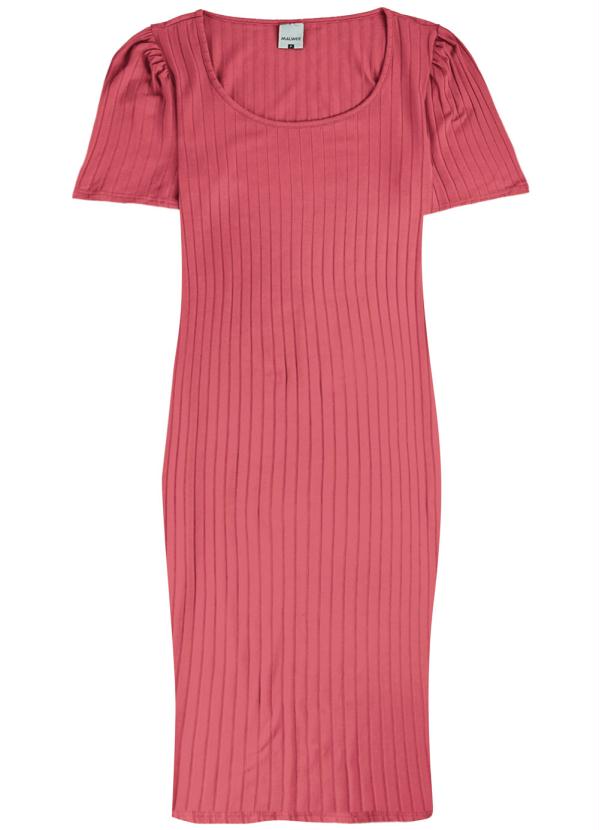 Malwee - Vestido Vermelho Mídi Canelado