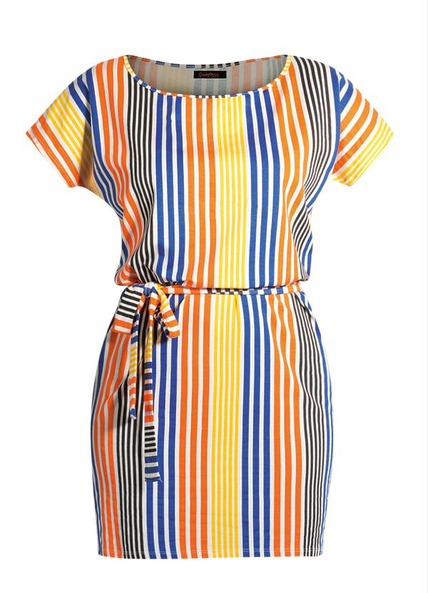 Quintess - Vestido com Faixa na Cintura Listrado 6
