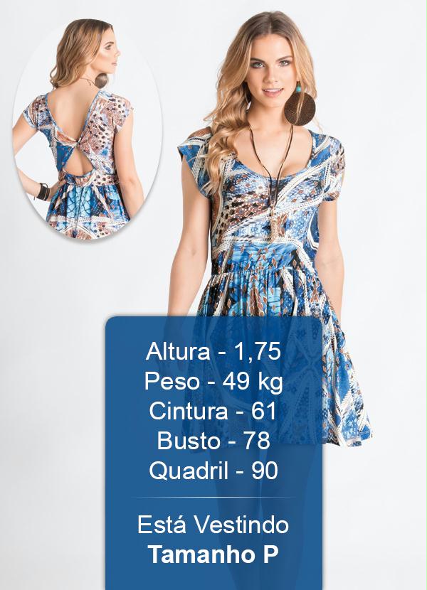 Quintess - Vestido Costas Vazada Mix de Estampas 2