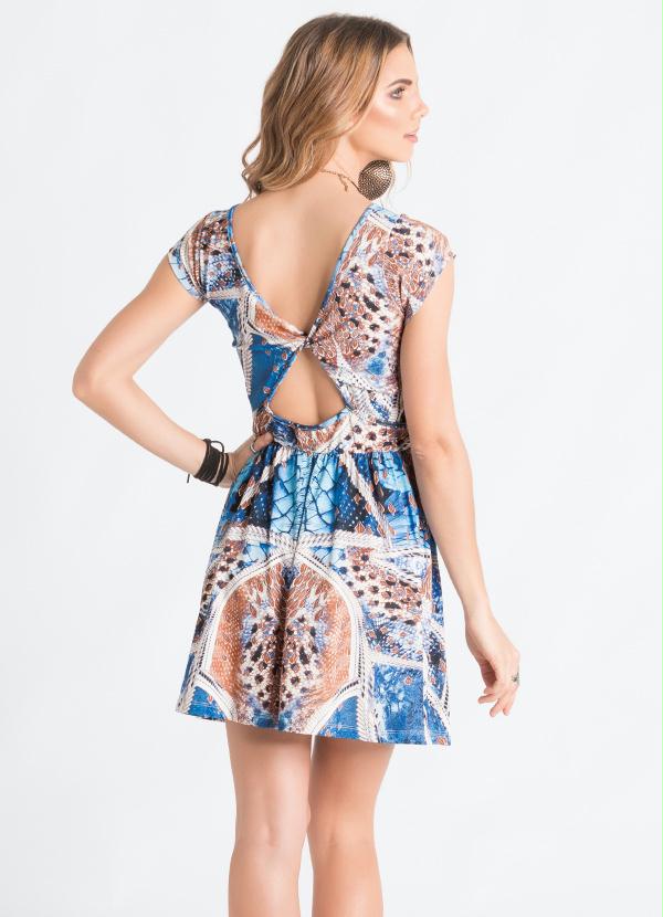 Quintess - Vestido Costas Vazada Mix de Estampas 3