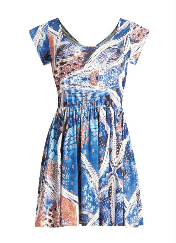 Quintess - Vestido Costas Vazada Mix de Estampas 6
