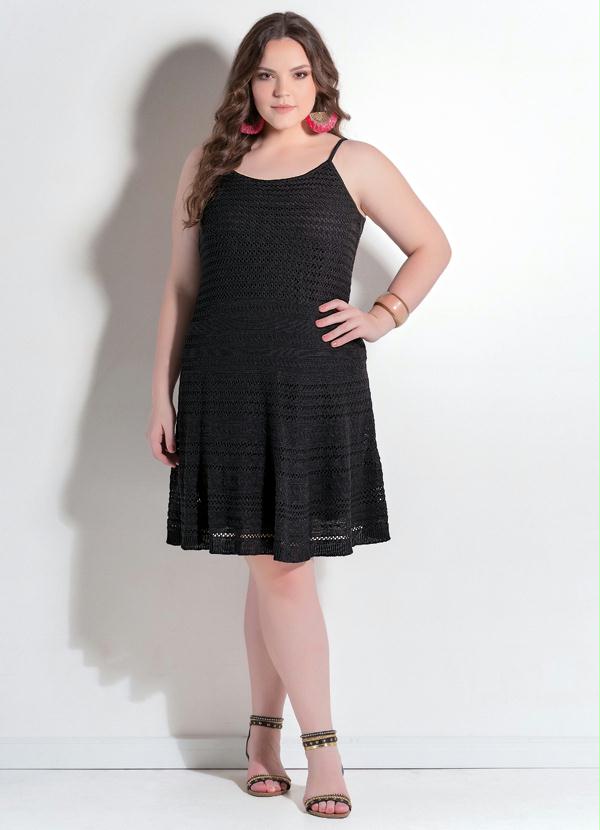 Quintess - Vestido de Tricô Preto Plus Size 3