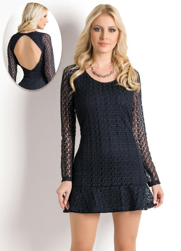 Multimarcas - Vestido em Renda com Abertura nas Costas Preto