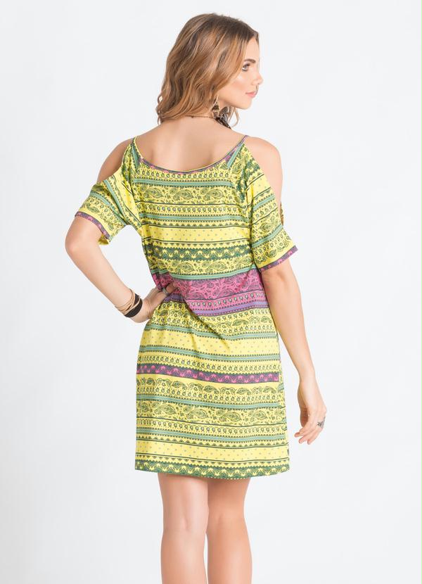 Quintess - Vestido Étnico Amarelo Ombros de Fora 2