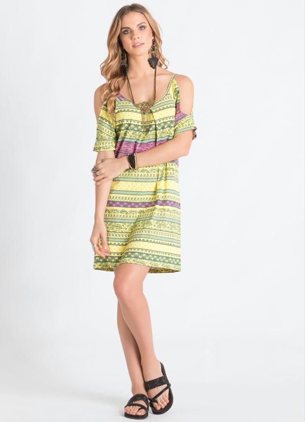 Quintess - Vestido Étnico Amarelo Ombros de Fora 4