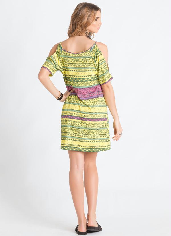 Quintess - Vestido Étnico Amarelo Ombros de Fora 5