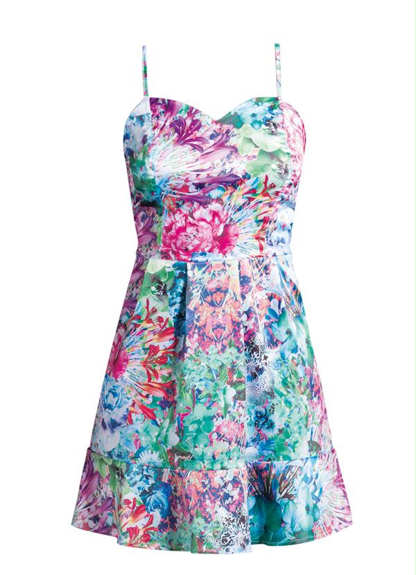 Quintess - Vestido Evasê de Cetim Floral 5