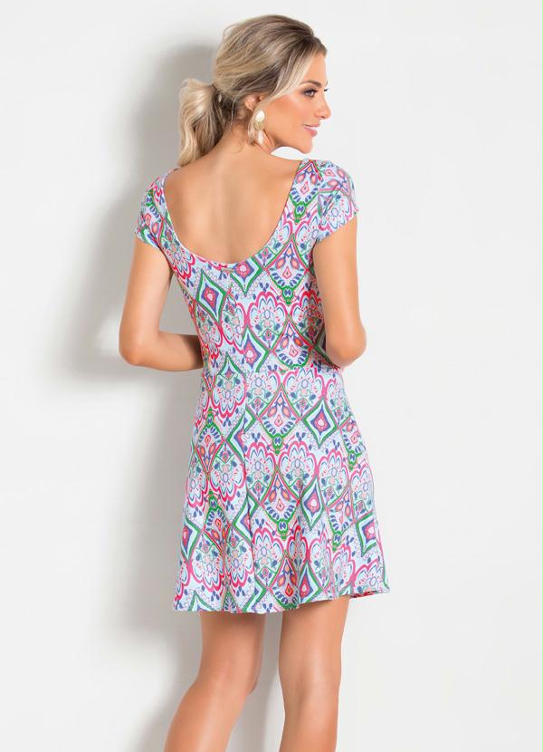 Quintess - Vestido Evasê Étnico com Decote nas Costas 2