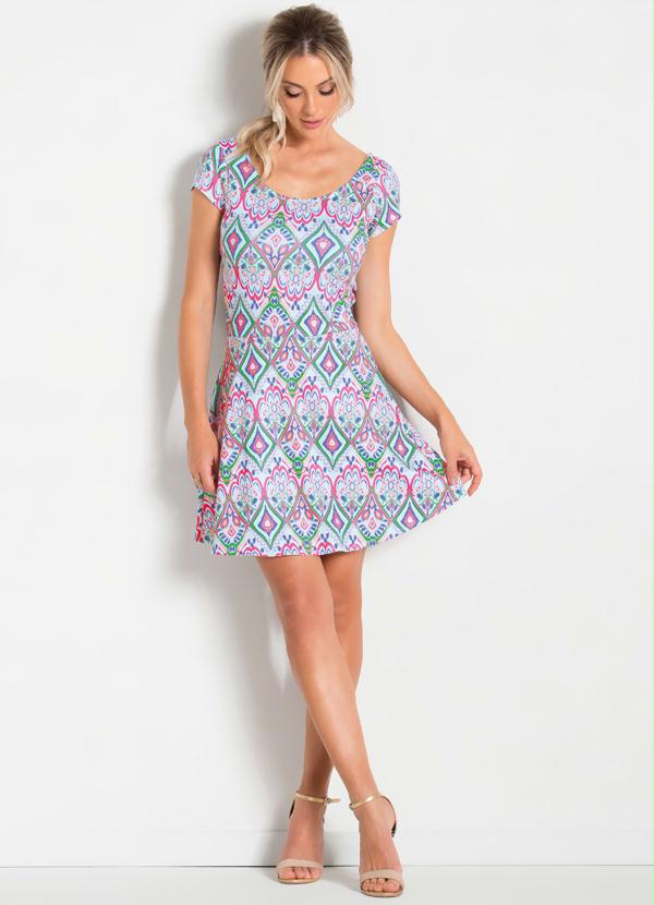 Quintess - Vestido Evasê Étnico com Decote nas Costas 3