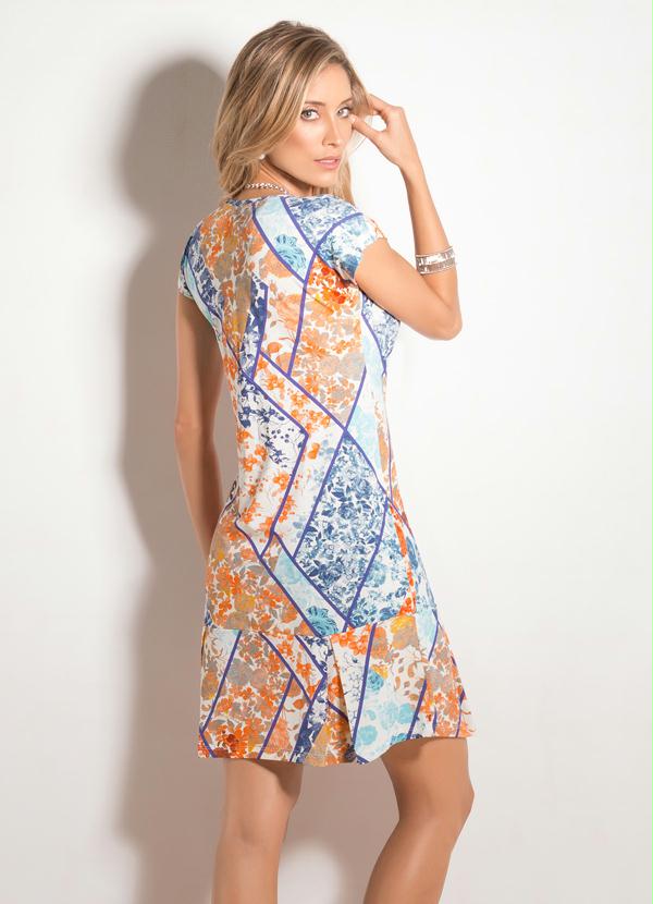 Quintess - Vestido Evasê Floral Geométrico 3